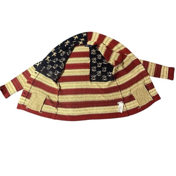 Ralph Lauren Polo Flag Cardigan Sweater Shawl Collar Americana Vintage Knit L - Picture 10 of 16